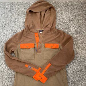 Men's Patagonia Brown Quarter Snap Hooded 2 pocket Pullover